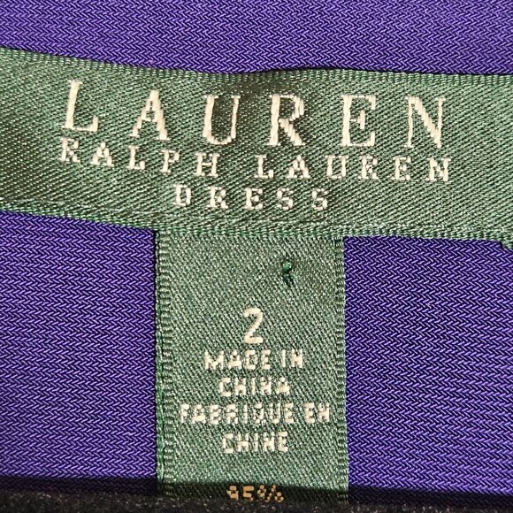 Ralph Lauren Purple Draped Jersey Long Sleeve Cocktail Dress Size 2 - Picture 3 of 14